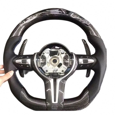 Volante de fibra de carbono BMW com couro perforado para M3 M5 F20 F22 F30 F31 F36