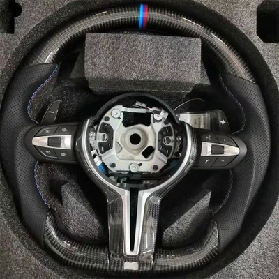 Volante de fibra de carbono BMW com couro perforado para M3 M5 F20 F22 F30 F31 F36