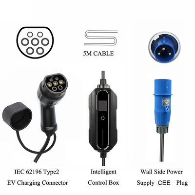 Carro Elétrico Preto Casa Wallbox Portátil 10A 16A 20A 24A 32A Ev Carregador para Substituição / Reparação