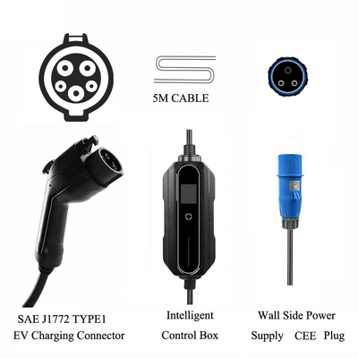 Carro Elétrico Preto Casa Wallbox Portátil 10A 16A 20A 24A 32A Ev Carregador para Substituição / Reparação