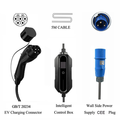 Carro Elétrico Preto Casa Wallbox Portátil 10A 16A 20A 24A 32A Ev Carregador para Substituição / Reparação