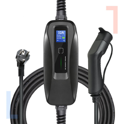 32A Tipo1/Tipo2 Caixa de carregamento de veículos elétricos portáteis para cabos de carregamento Nissan LEAF Preto