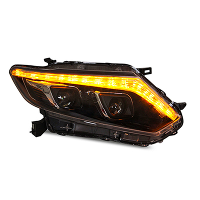 14-16 Conjunto de faróis X-Trail com lente LED modificada e sinal de viragem de água corrente