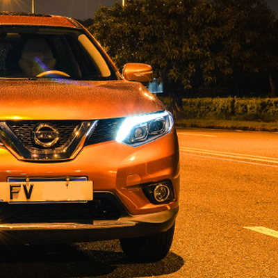 14-16 Conjunto de faróis X-Trail com lente LED modificada e sinal de viragem de água corrente