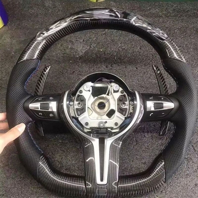 Volante de couro de fibra de carbono para BMW F10 F30 E60 E90 G30 E46 E92