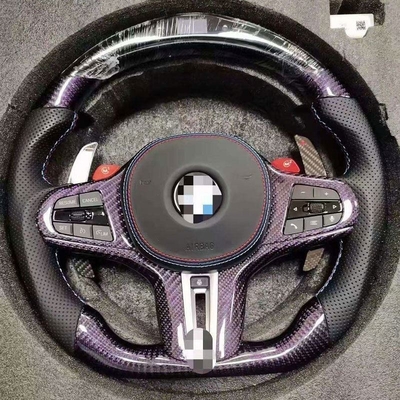 BMW F10 F30 E60 E90 G30 E46 E92 Volante com fibra de carbono e couro preto