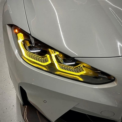 Conjunto de painéis de módulos LED DRL amarelo limão para BMW M3 G80 M4 G82 Faróis laser Acessórios de automóveis