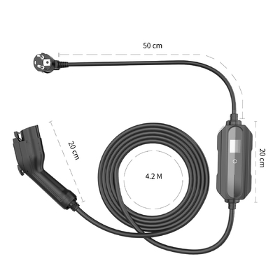 Carregador portátil 3.5KW 16A Sae J1772 Tipo1 Ev para carro elétrico com conector personalizado