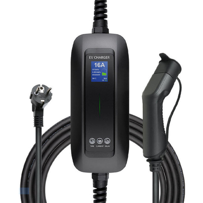 6A-16A Carregador EV portátil de corrente nominal perfeito para carregamento em casa e em movimento