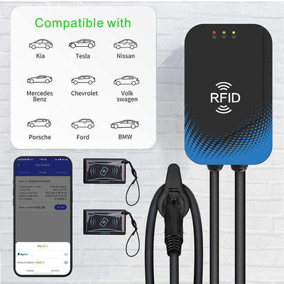 CE Certificado 7 Kw Wallbox Ev Carregador com autenticação do utilizador RFID ISO/IEC 14443A/B